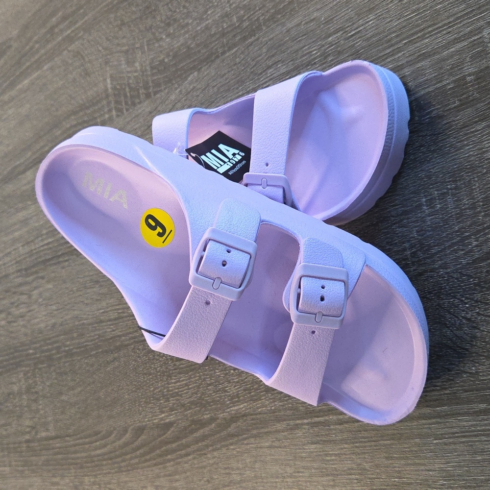 MIA Womans SANDALS size 9 Lavender Slip Ons Adjustable Open Toe - Picture 15 of 16